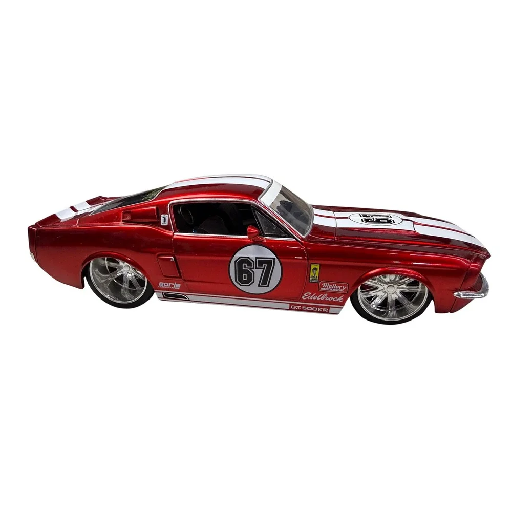 Jada Toys Bigtime Muscle 1967 Ford Mustang Shelby GT500KR 1:24 Diecast Red White - Picture 5 of 14